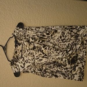 Ann Taylor Women's Top - Black and Cream Pattern